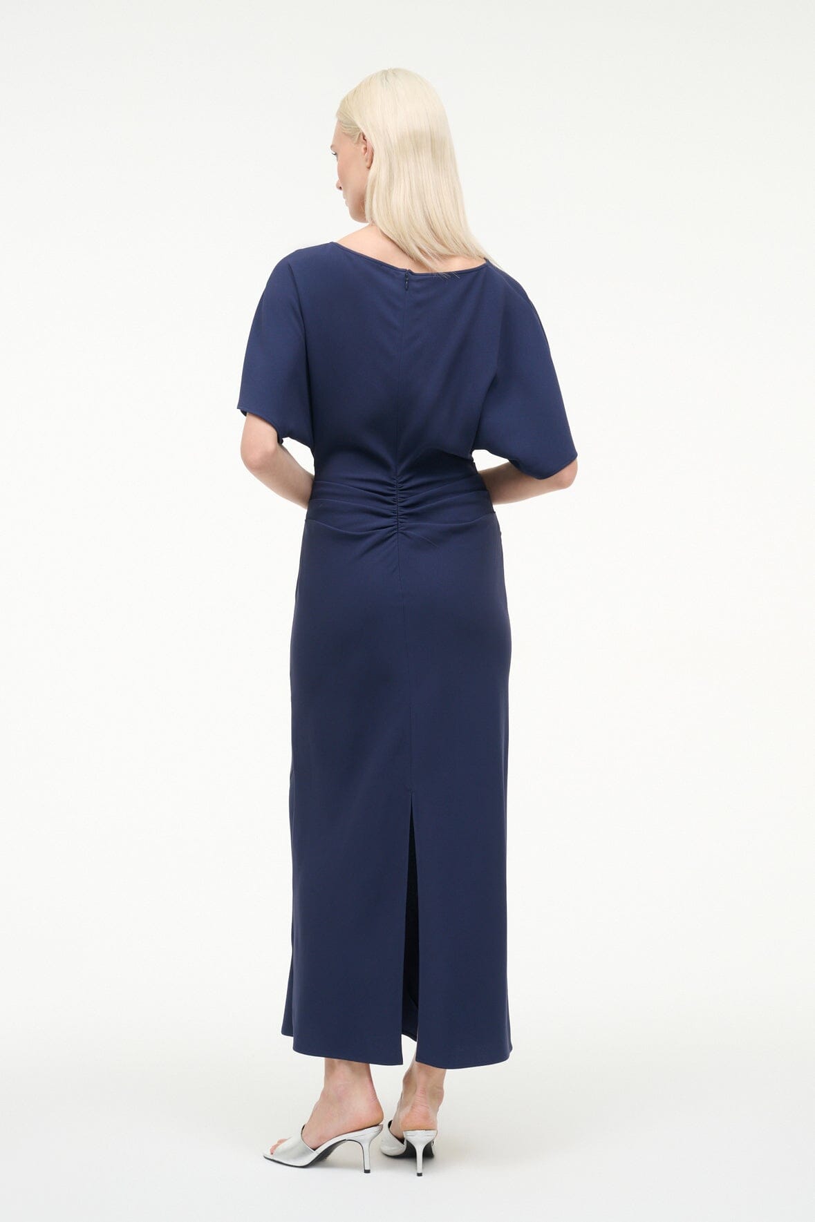 staud navy blue dress Staud Women's Calluna Back Tie Gown - Blue - Size L