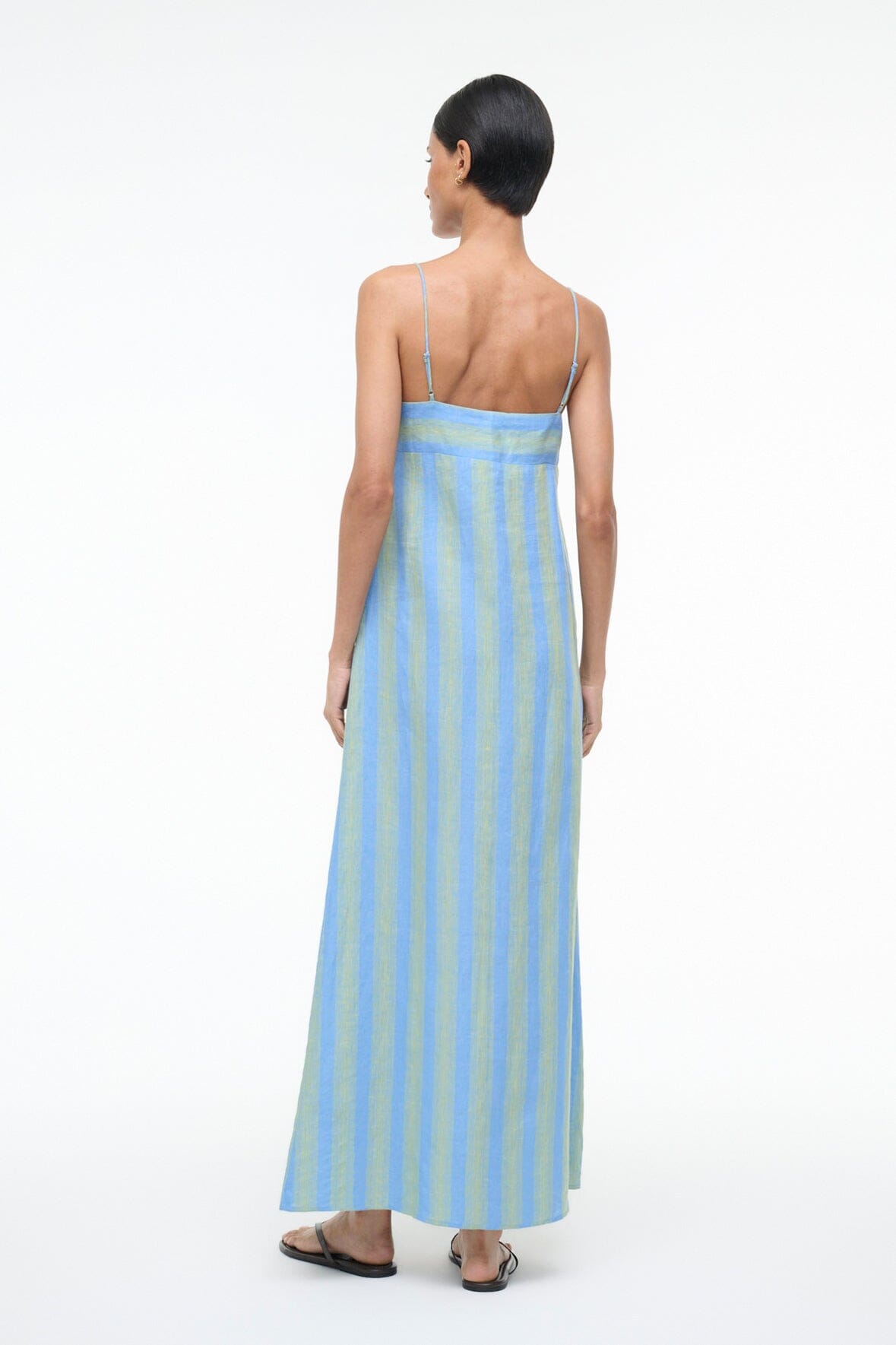 staud laura striped linen maxi dress Laura striped linen maxi dress in multicoloured - Staud