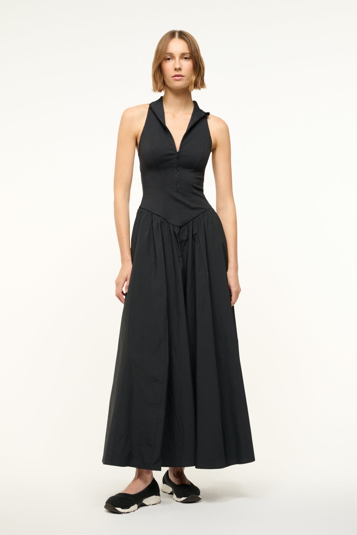 Image CREVASSE MAXI DRESS | BLACK 1 of 7 and Clicking this image will trigger a zoom pop-up