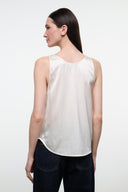 Ivory silk tank top with scoop-back and thin straps (back view)