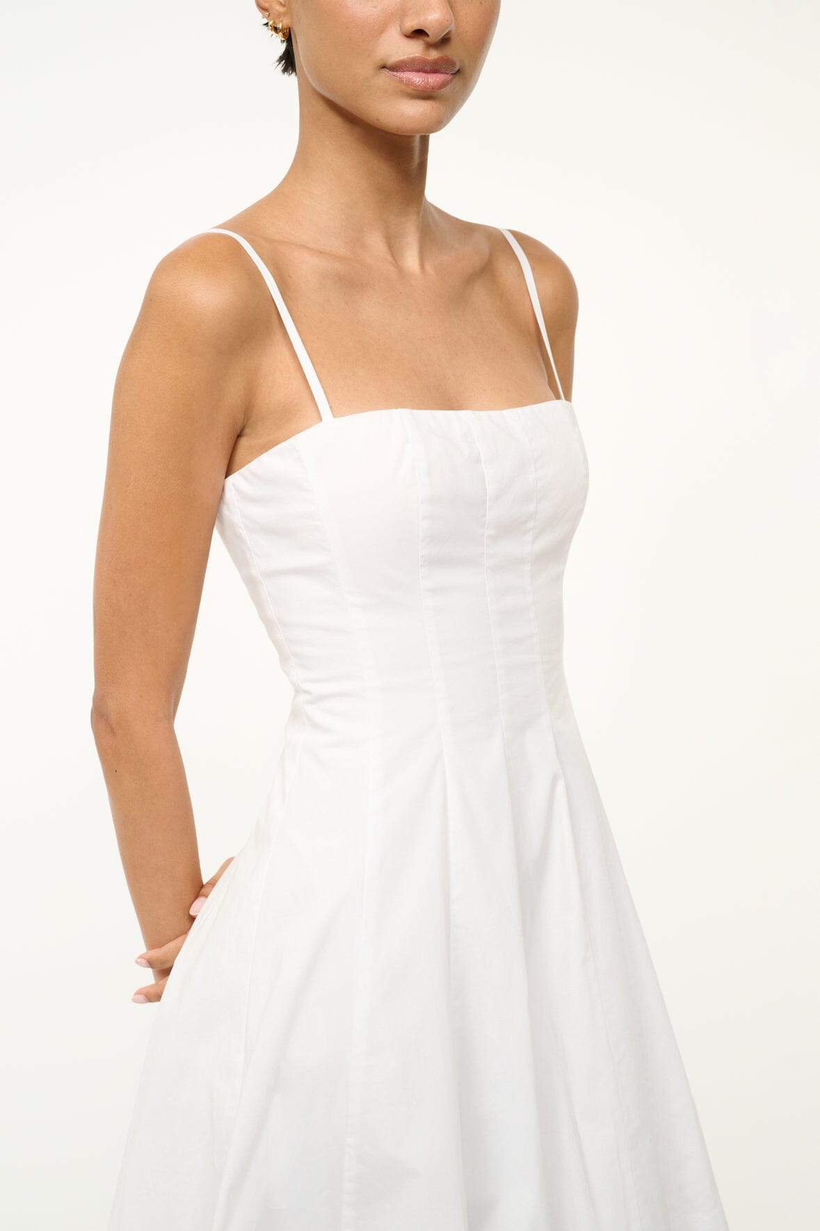 STAUD, Wylie Mini Dress in White, Size 10 STAUD, Wylie Mini Dress in White, Size 10