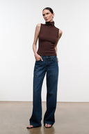 Relaxed blue denim jeans with wide straight legs