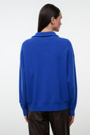 Hudson Cashmere cashmere sweater with stand collar, cobalt blue