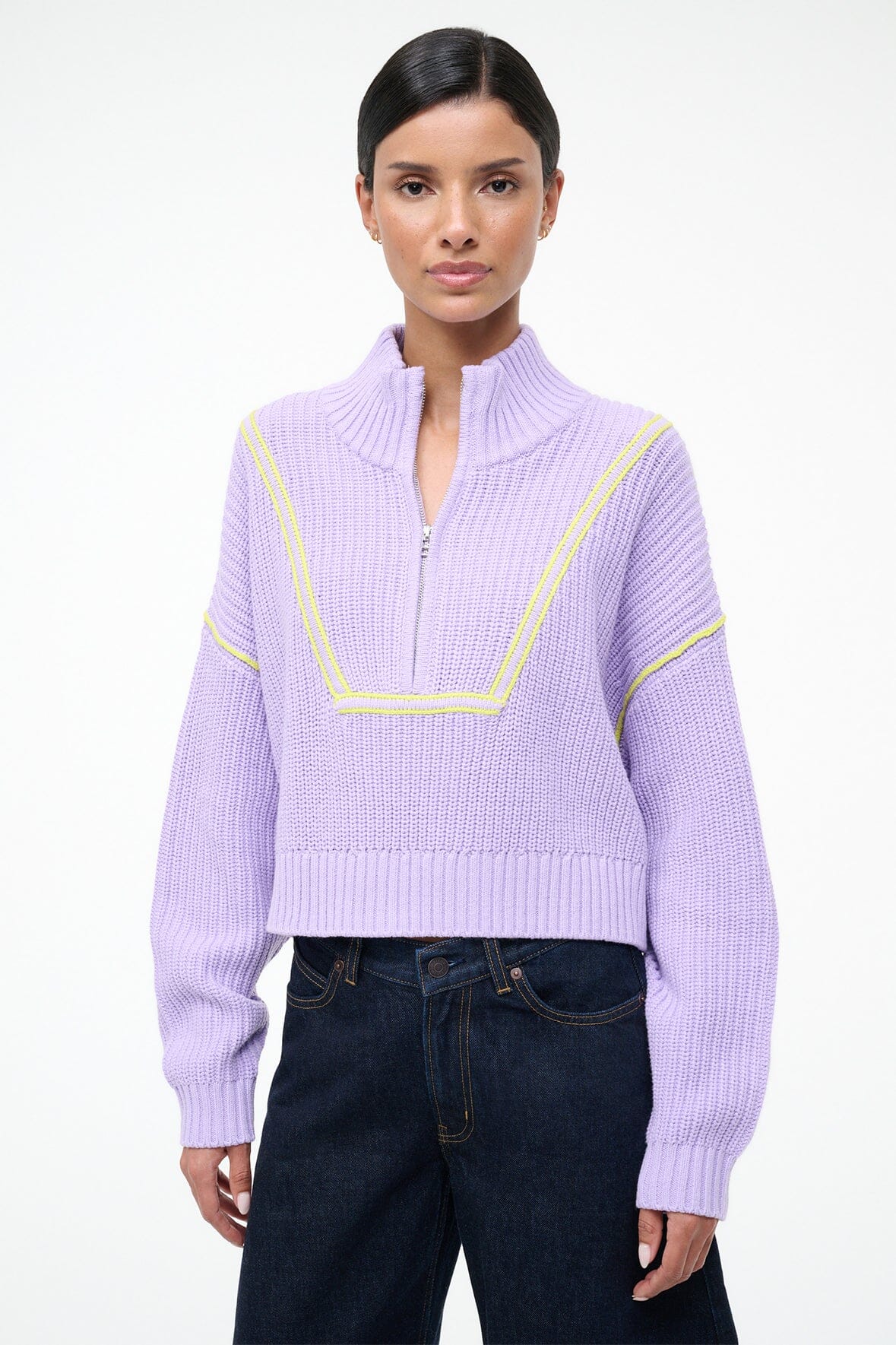 STAUD CROPPED HAMPTON SWEATER WISTERIA