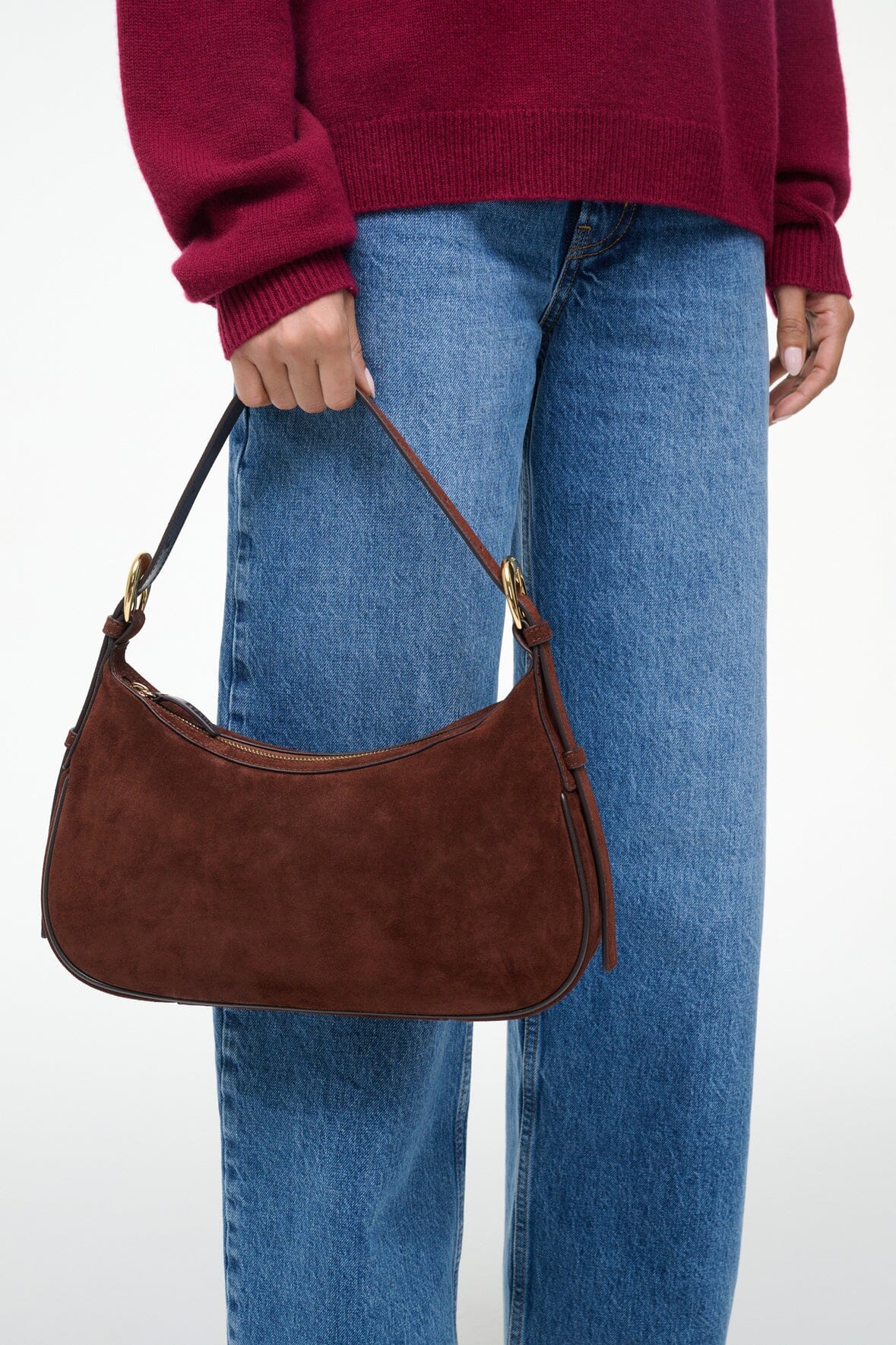 Image PINE SHOULDER BAG | MAHOGANY SUEDE 4 of 8 and Clicking this image will trigger a zoom pop-up