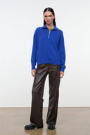 Hudson Cashmere cashmere half-zip sweater, cobalt blue