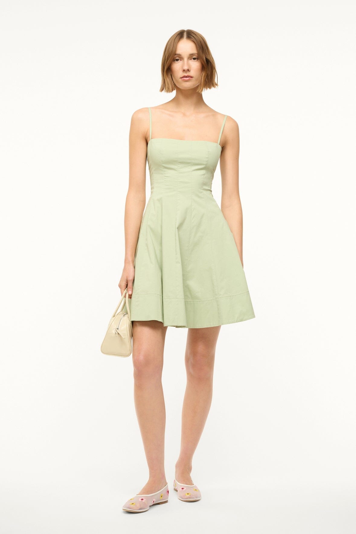 Image WYLIE MINI DRESS | PALE JADE 1 of 6 and Clicking this image will trigger a zoom pop-up