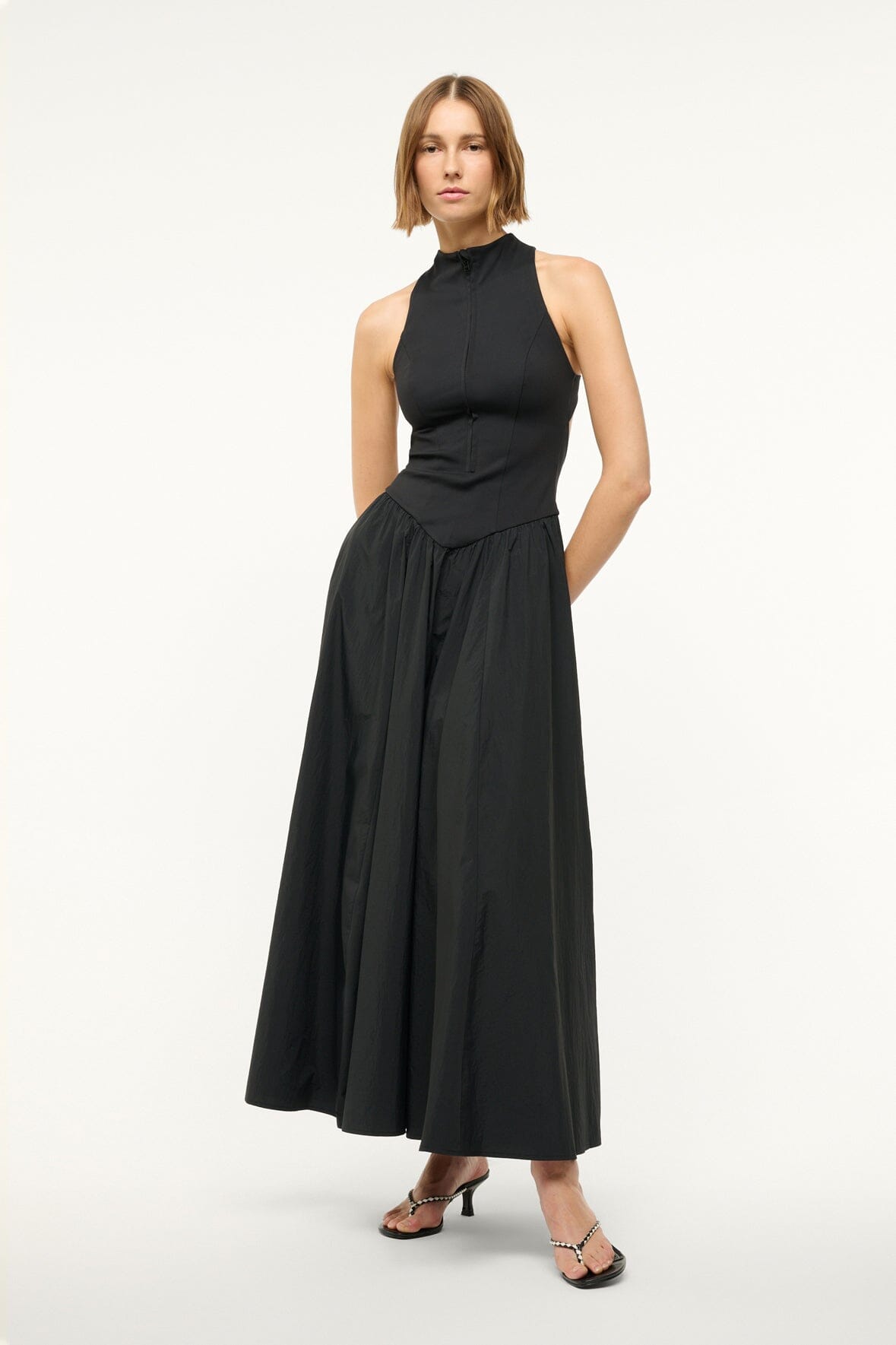 Image CREVASSE MAXI DRESS | BLACK 2 of 7 and Clicking this image will trigger a zoom pop-up