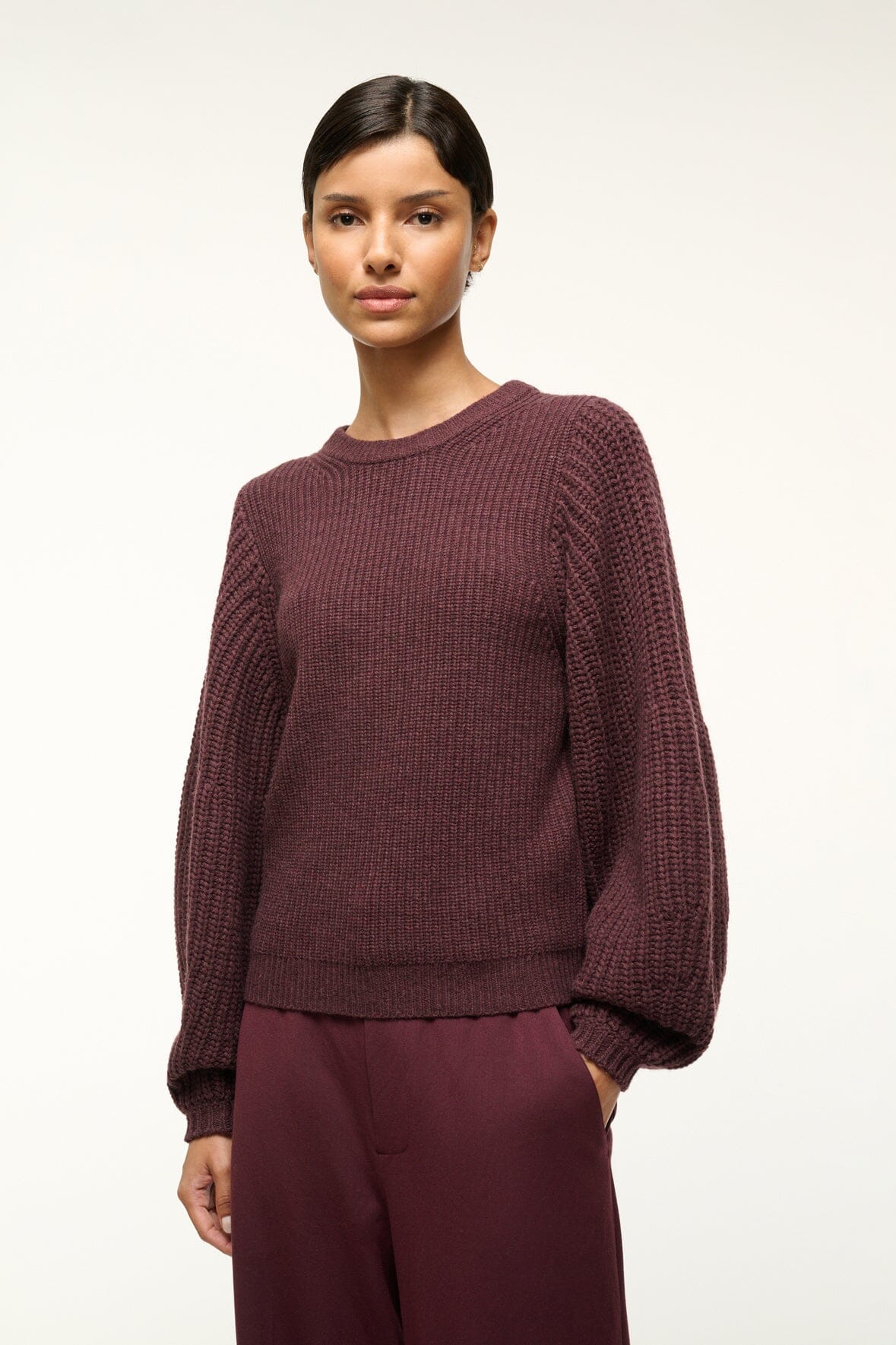 Image AURA SWEATER | MERLOT 1 of 4 and Clicking this image will trigger a zoom pop-up