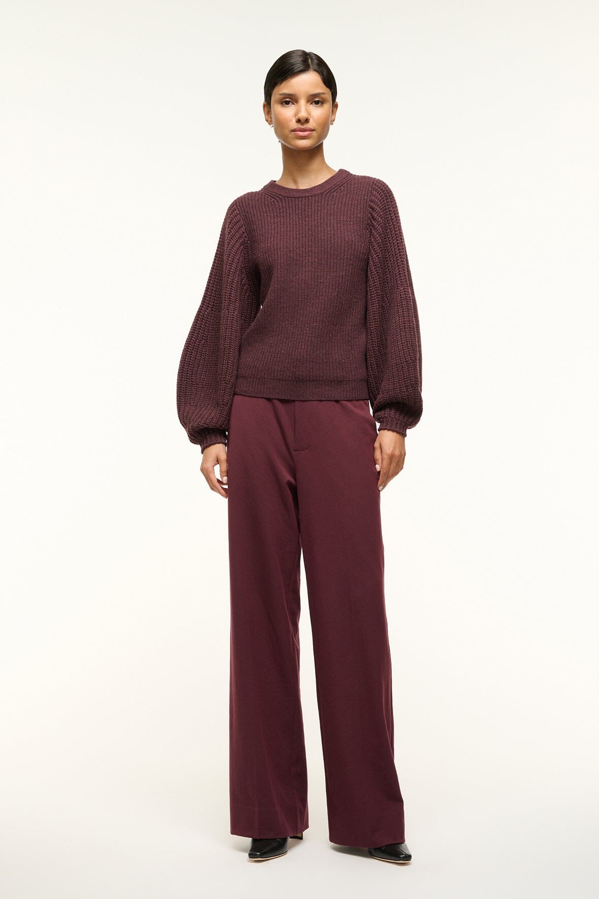 Image AURA SWEATER | MERLOT 2 of 4 and Clicking this image will trigger a zoom pop-up