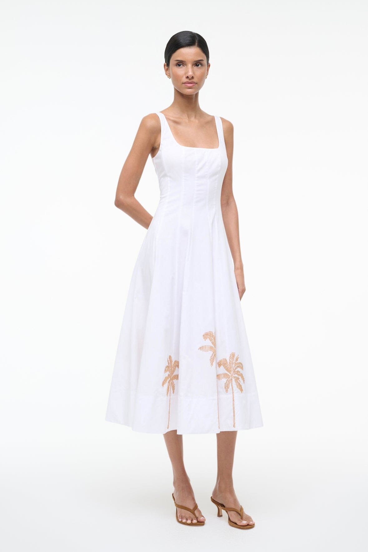 STAUD, Wells Dress in Palm Embroidery, Size 12 STAUD, Wells Dress in Palm Embroidery, Size 12