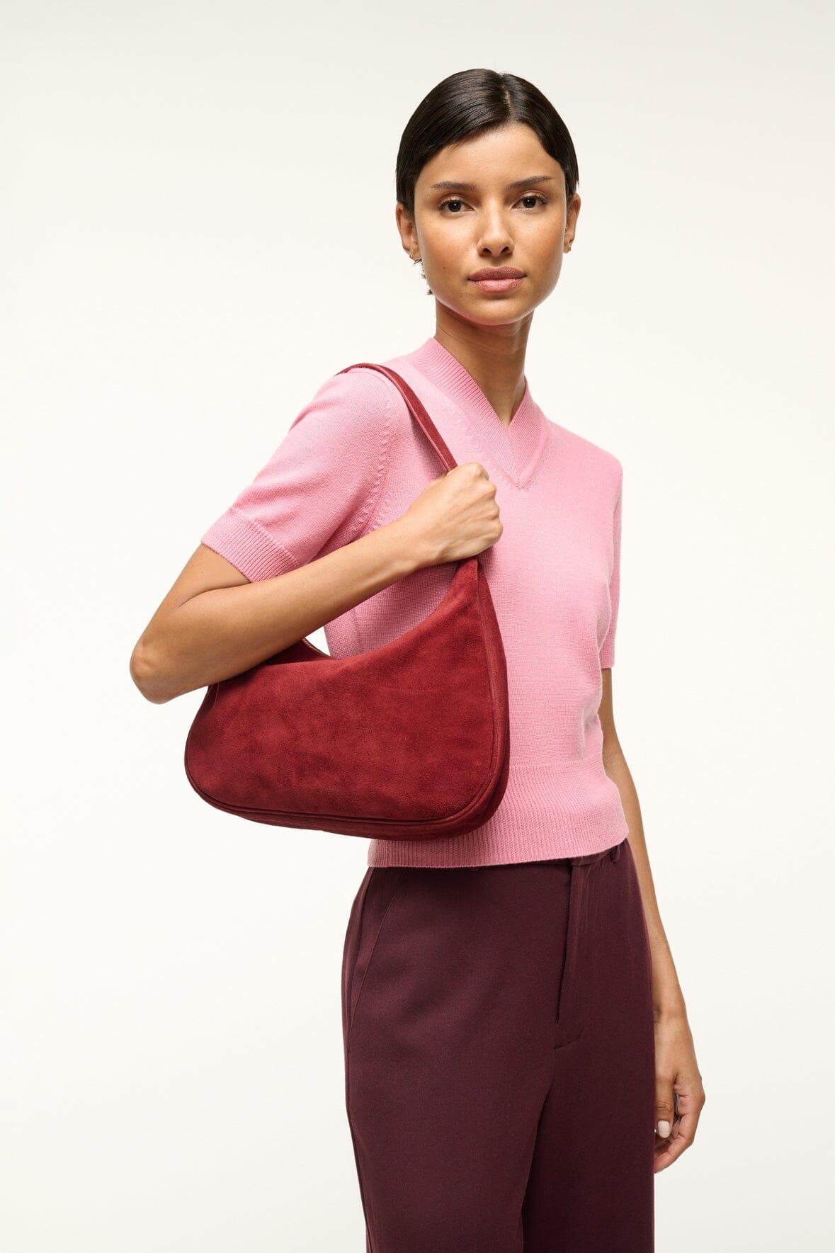 Image SYLVIE SHOULDER BAG | PINOT SUEDE 2 of 6 and Clicking this image will trigger a zoom pop-up