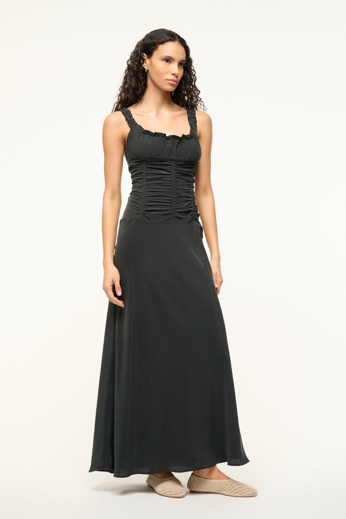 Image NIC SILK MAXI DRESS | BLACK 3 of 6 and Clicking this image will trigger a zoom pop-up