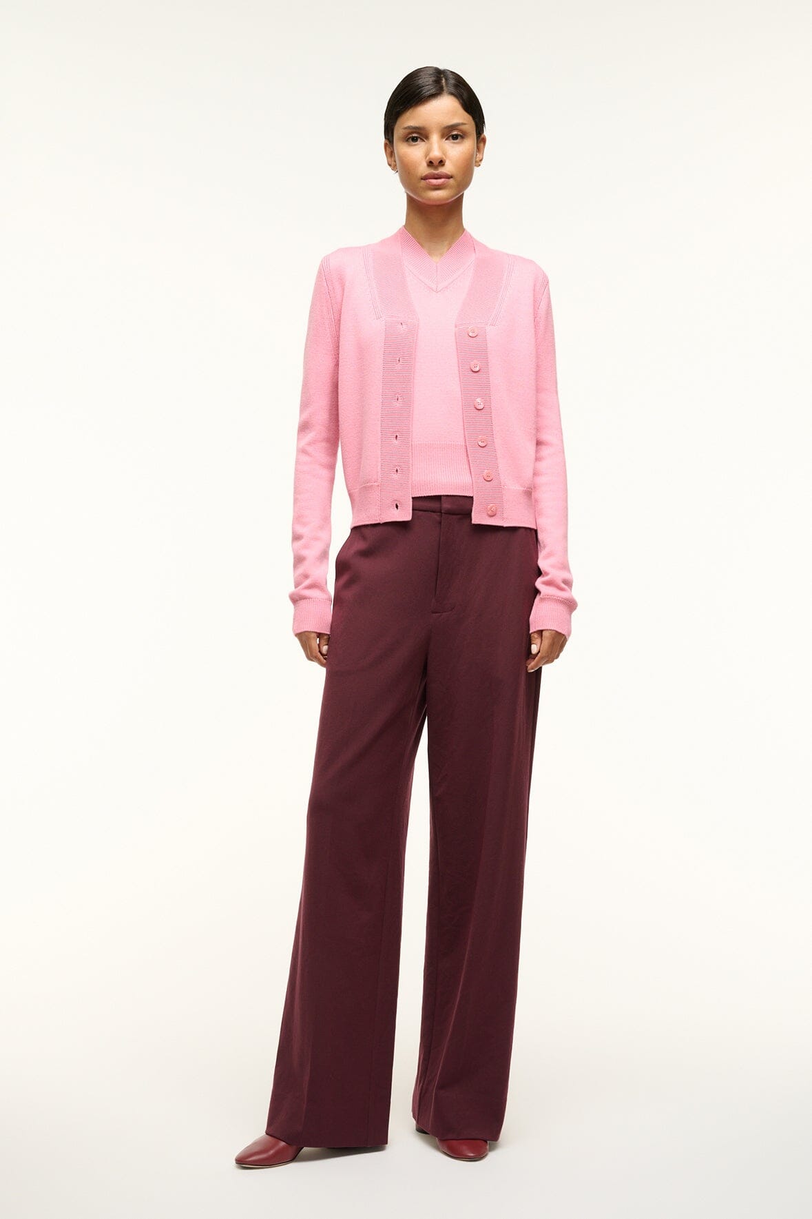 Image BAXTER CARDIGAN | DAMASK PINK 3 of 5 and Clicking this image will trigger a zoom pop-up