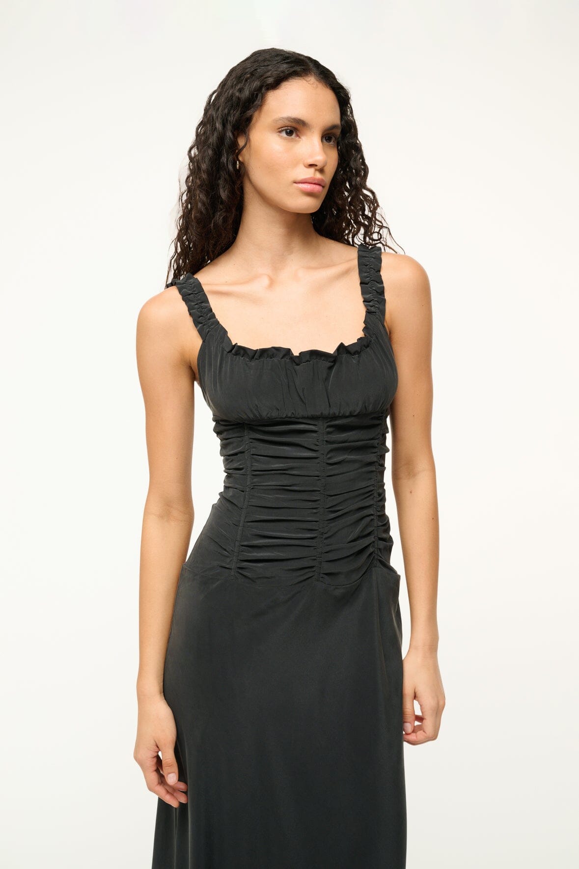 Image NIC SILK MAXI DRESS | BLACK 2 of 6 and Clicking this image will trigger a zoom pop-up