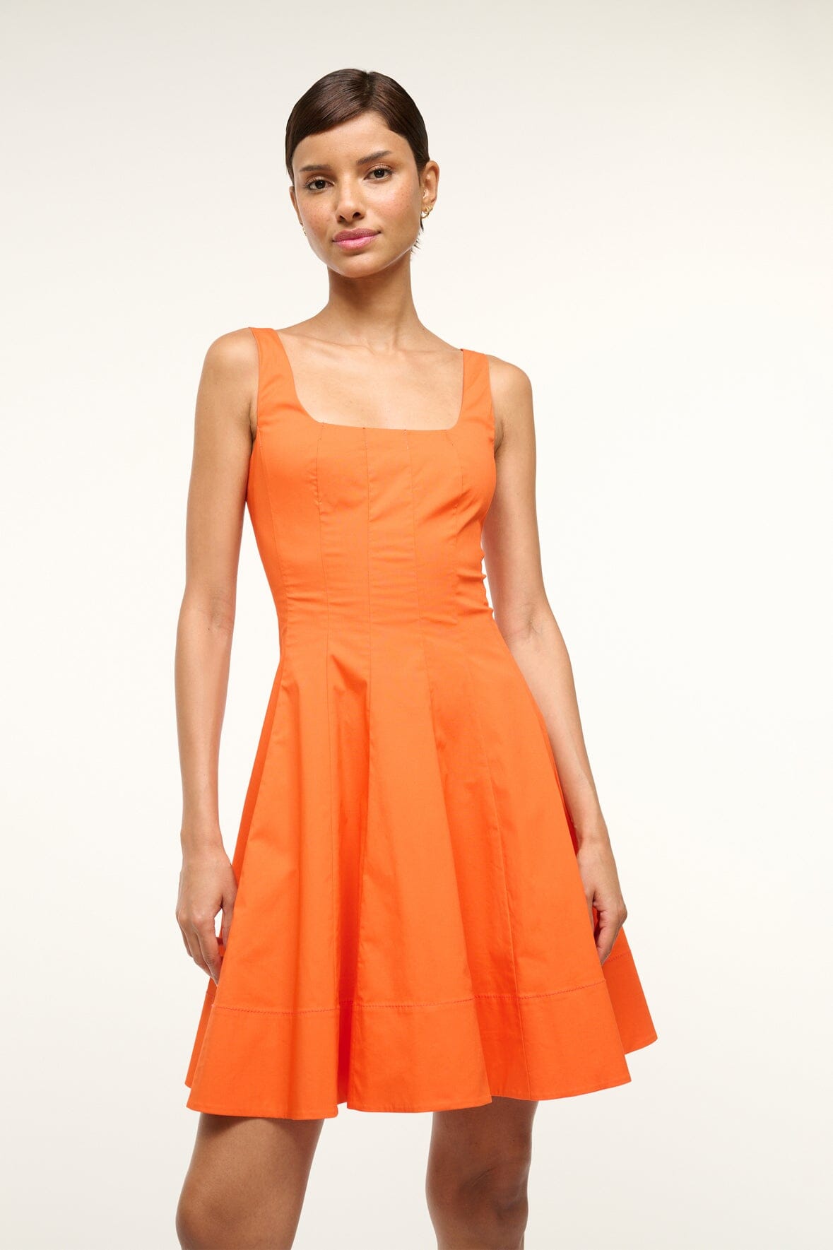 Image MINI WELLS DRESS | TANGERINE 3 of 5 and Clicking this image will trigger a zoom pop-up