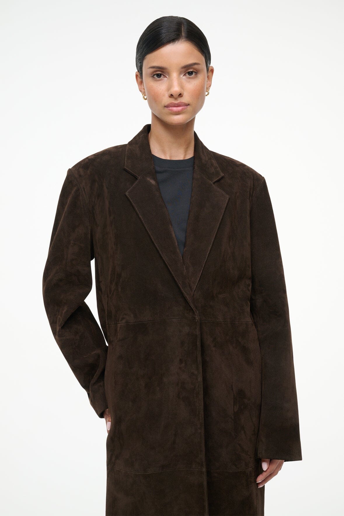 Image SABINE SUEDE JACKET | ESPRESSO 4 of 5 and Clicking this image will trigger a zoom pop-up