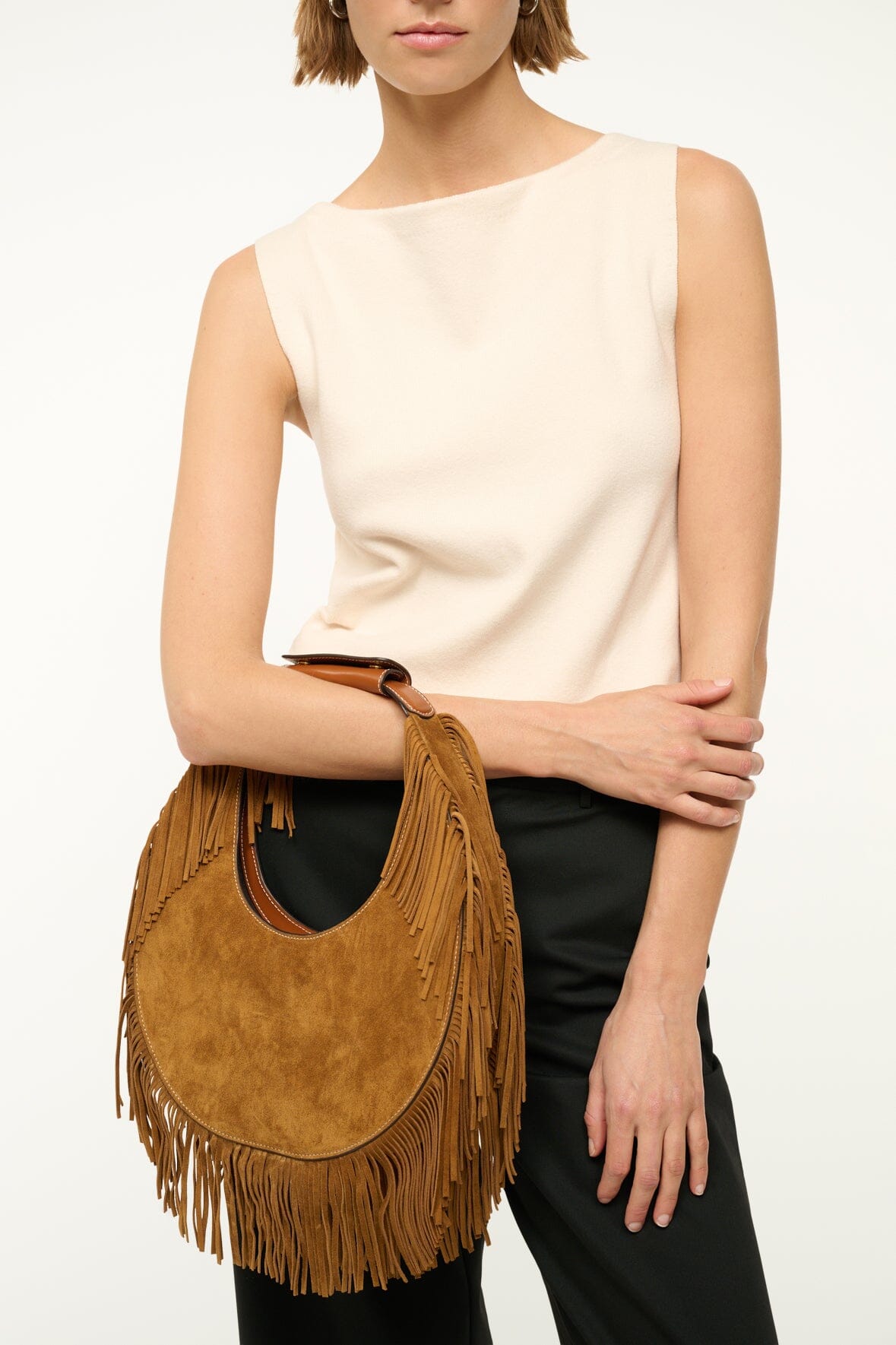 Image MOON TOTE BAG | TAN FRINGE 2 of 7 and Clicking this image will trigger a zoom pop-up