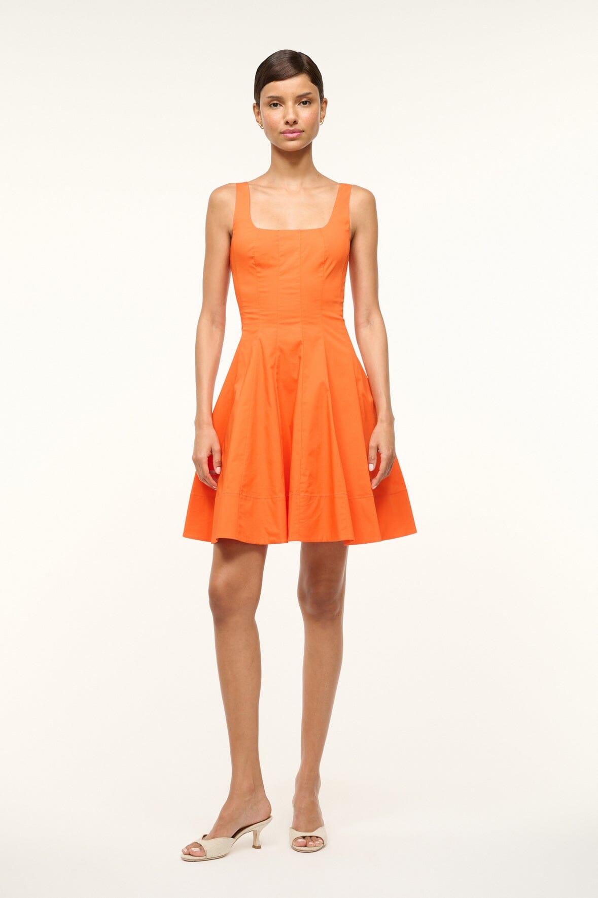 Image MINI WELLS DRESS | TANGERINE 1 of 5 and Clicking this image will trigger a zoom pop-up