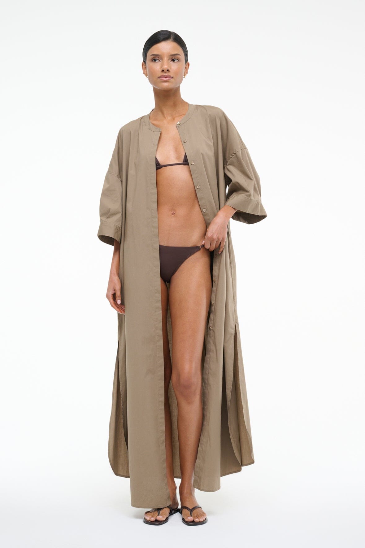 Image ENZO MAXI DRESS | TAUPE 8 of 9 and Clicking this image will trigger a zoom pop-up