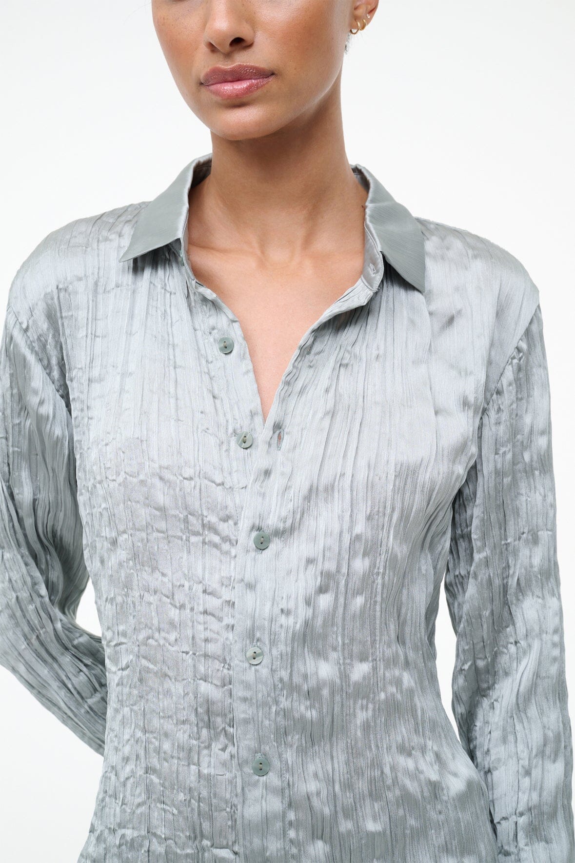 silver dress shirt womens Womens 3/4 Sleeve Stretch Dress Shirt
