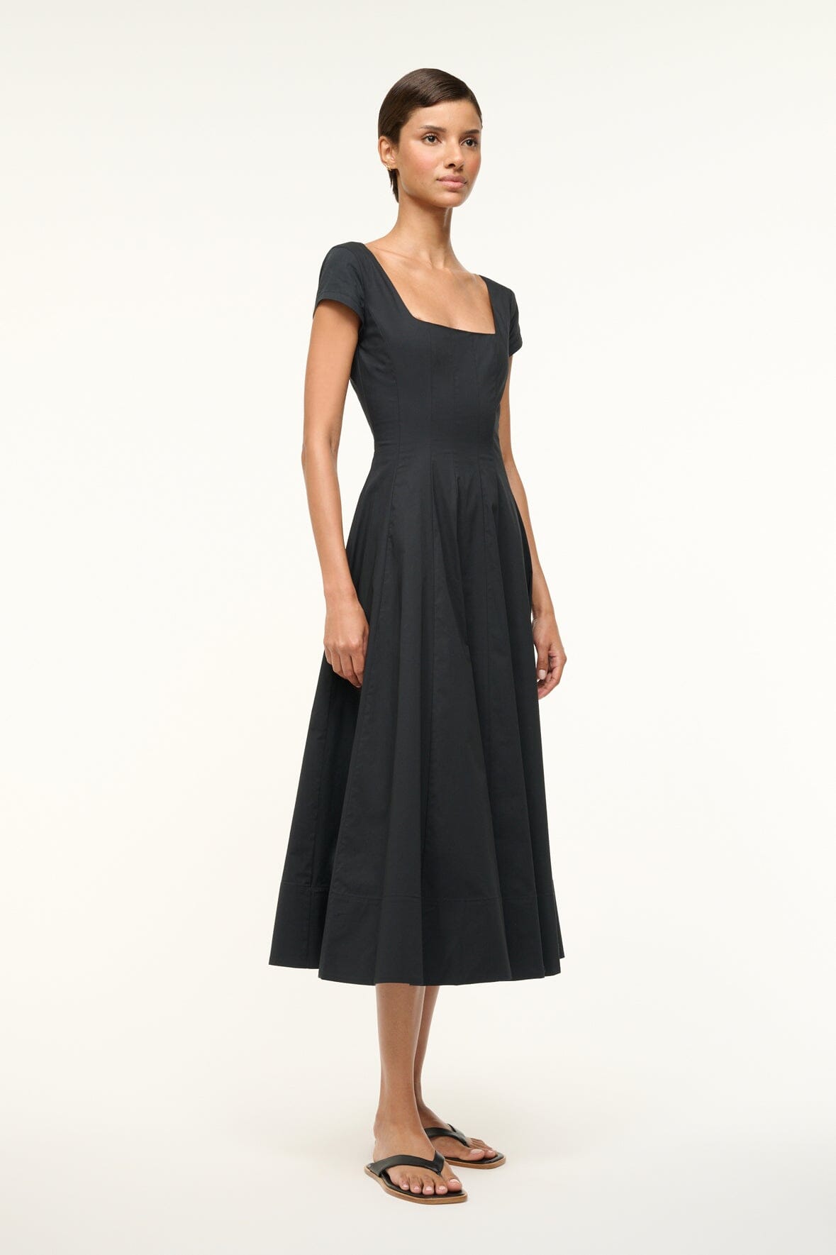 Staud Short Sleeve Wells Dress Black