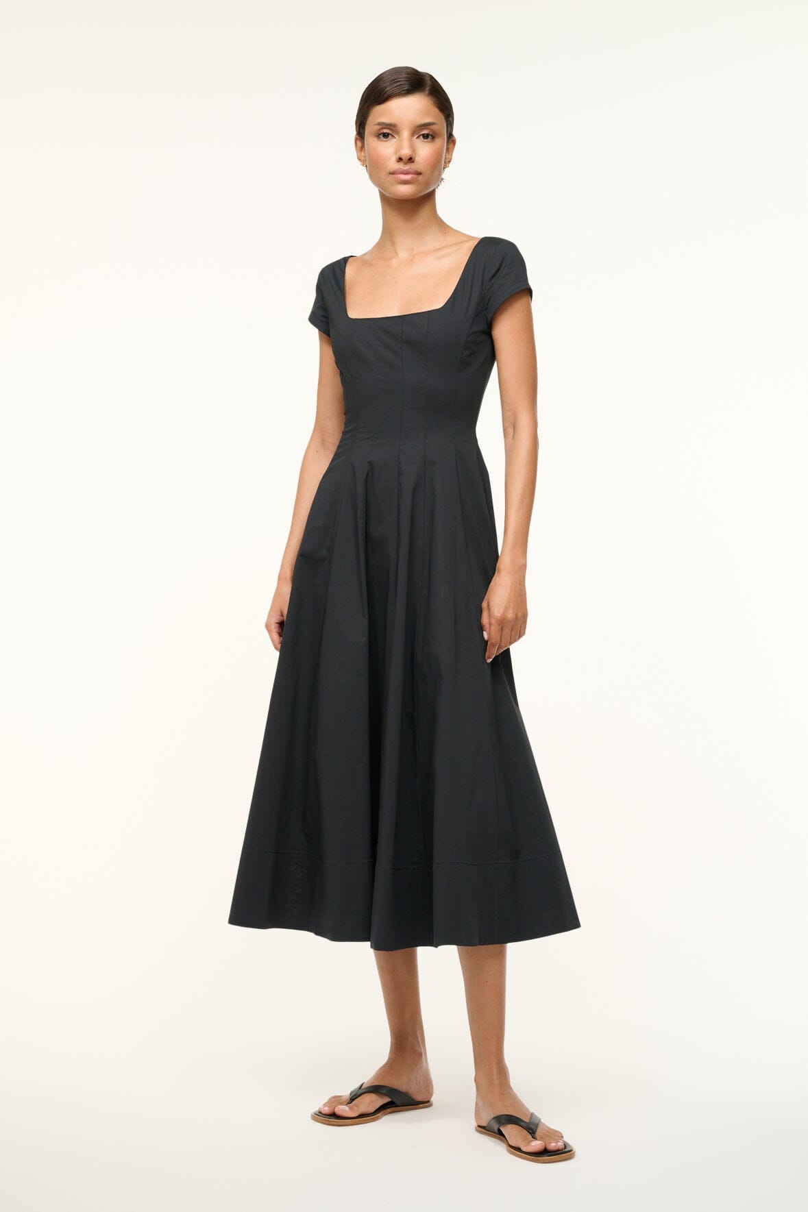 Image SHORT SLEEVE WELLS DRESS | BLACK 1 of 5 and Clicking this image will trigger a zoom pop-up