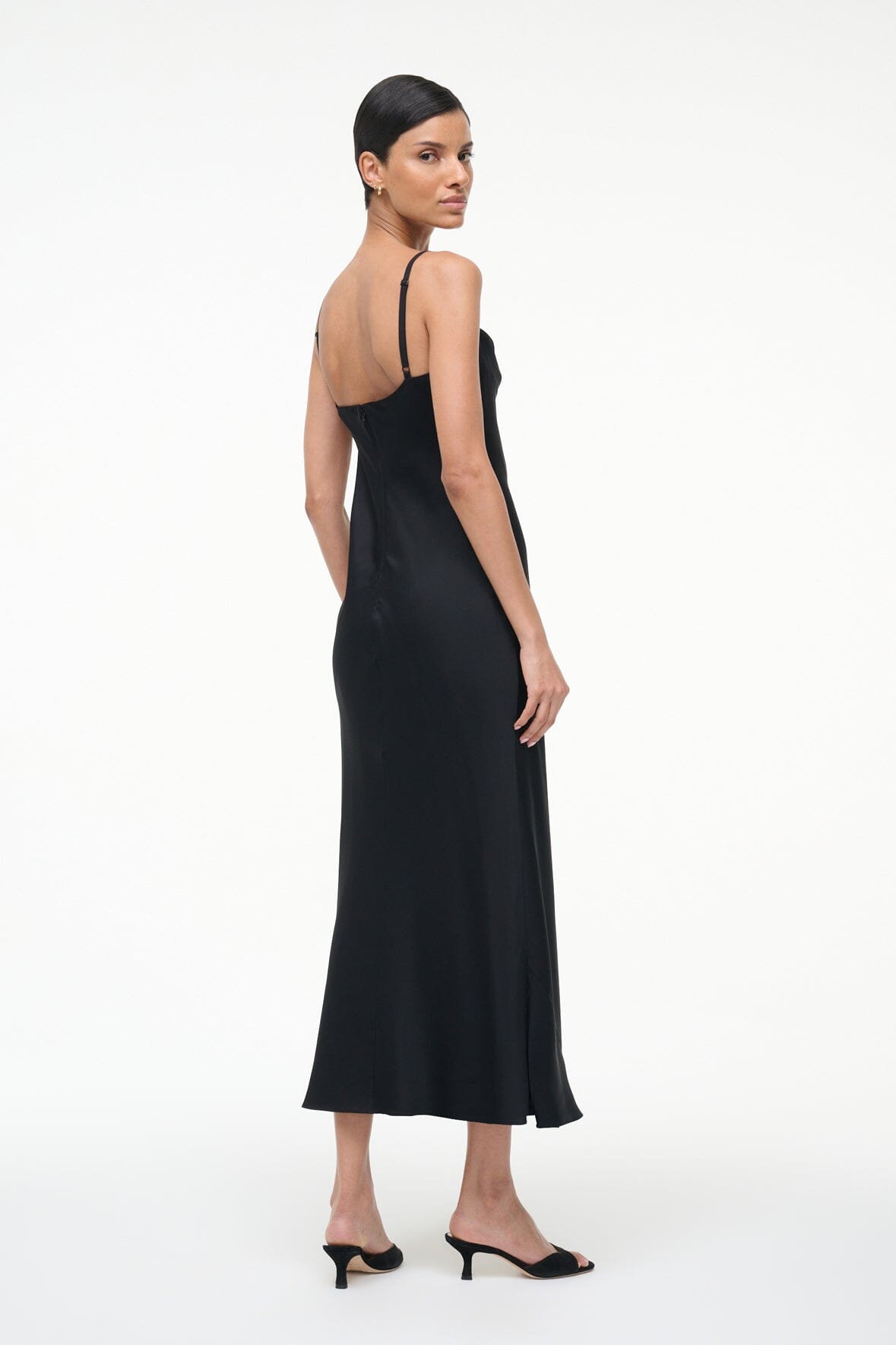 Image EVANGELINE SILK MIDI DRESS | BLACK 5 of 8 and Clicking this image will trigger a zoom pop-up