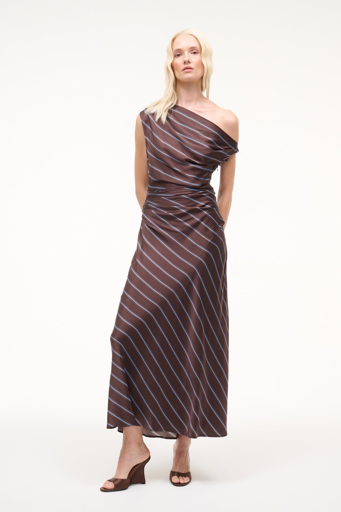 staud phare striped off-the-shoulder maxi dress Staud Phare Striped Off-the-Shoulder Maxi Dress