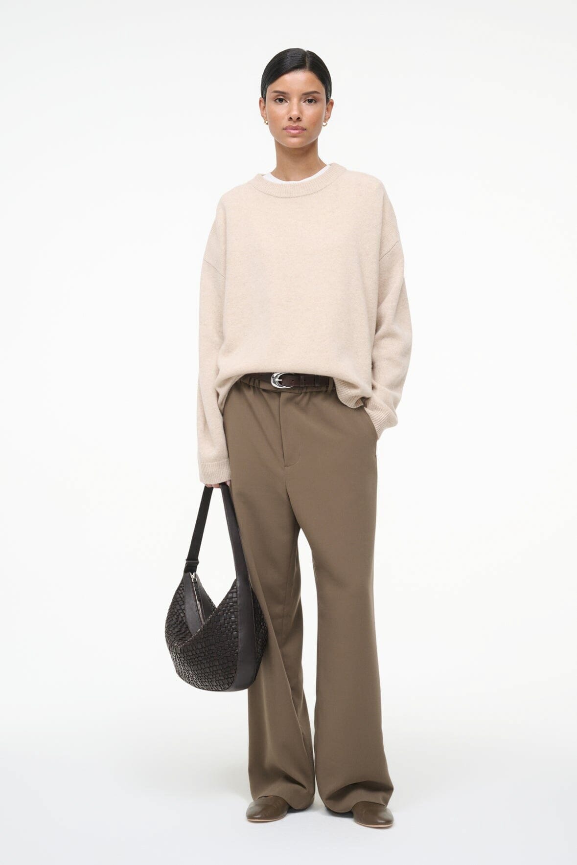 Image LARGE DEMY SHOULDER BAG | ESPRESSO WOVEN LEATHER 8 of 8 and Clicking this image will trigger a zoom pop-up