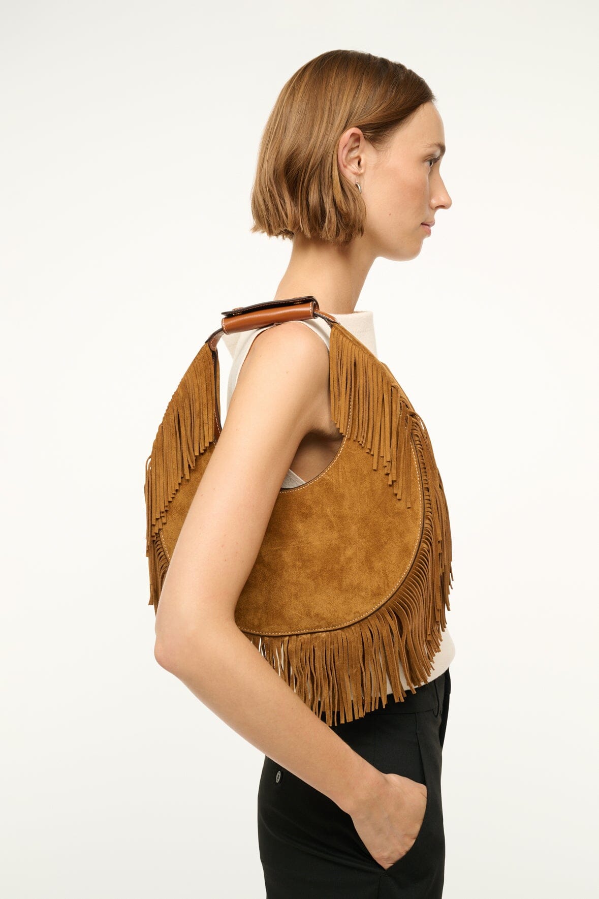 Image MOON TOTE BAG | TAN FRINGE 6 of 7 and Clicking this image will trigger a zoom pop-up