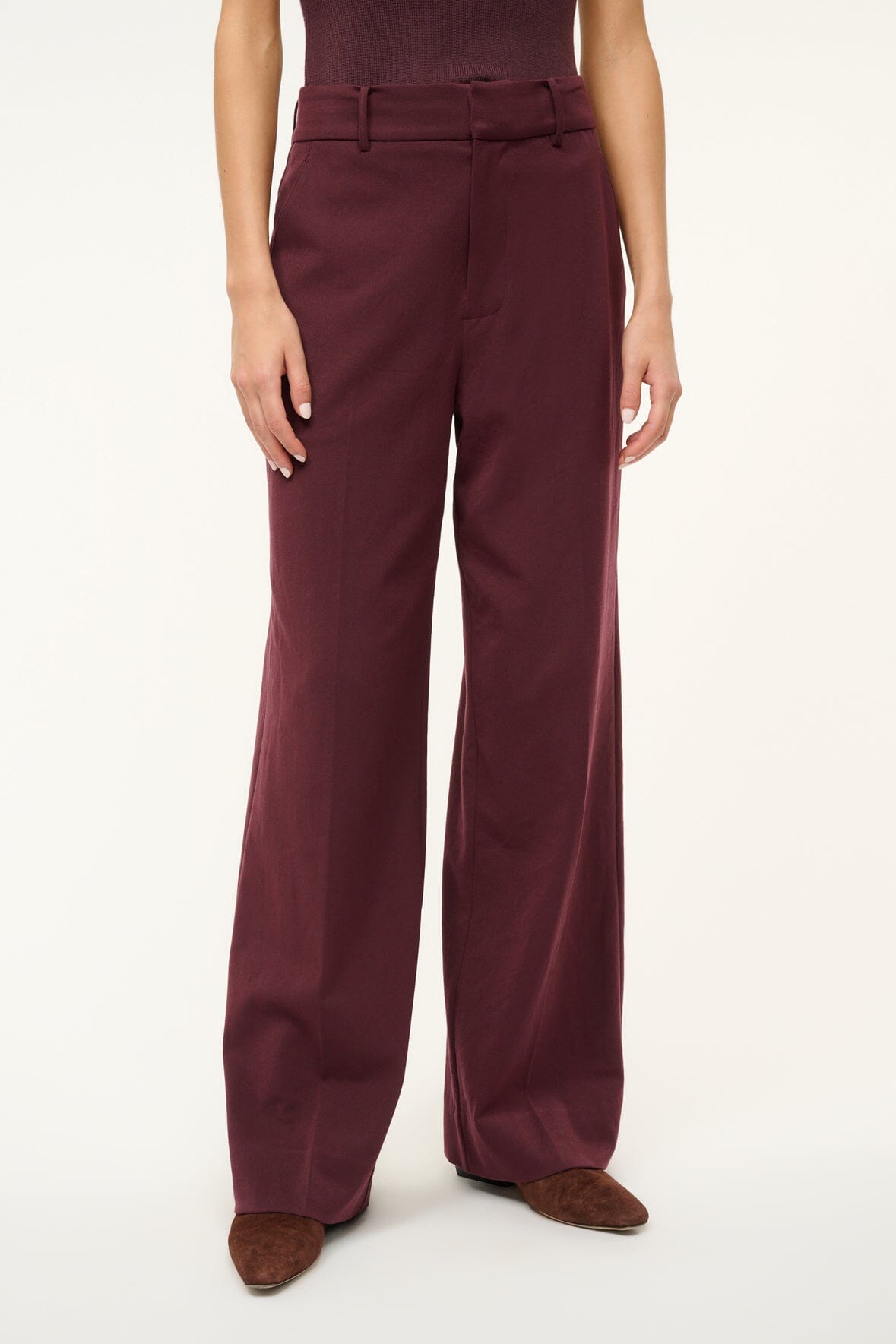 Image PRINCE SUITING PANT | MERLOT 2 of 8 and Clicking this image will trigger a zoom pop-up