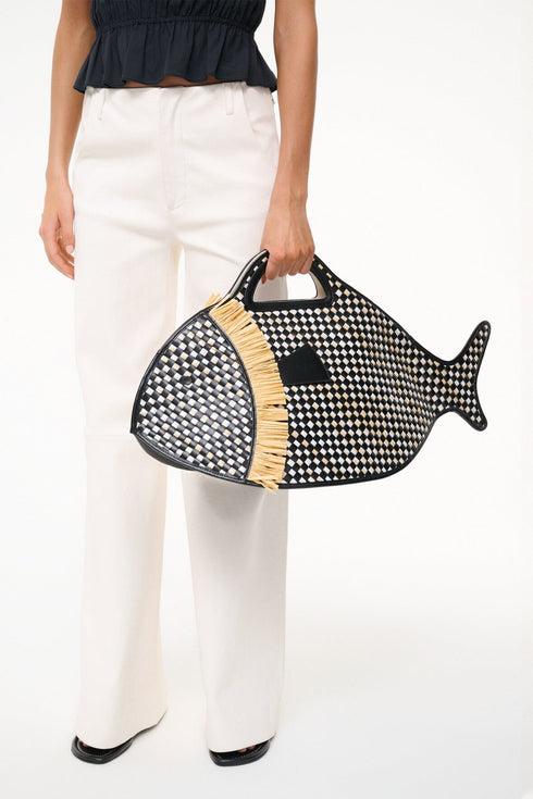 Go to CLEO FISH BASKET TOTE BLACK NATURAL view 2