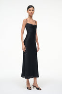 Image EVANGELINE SILK MIDI DRESS | BLACK 4 of 8