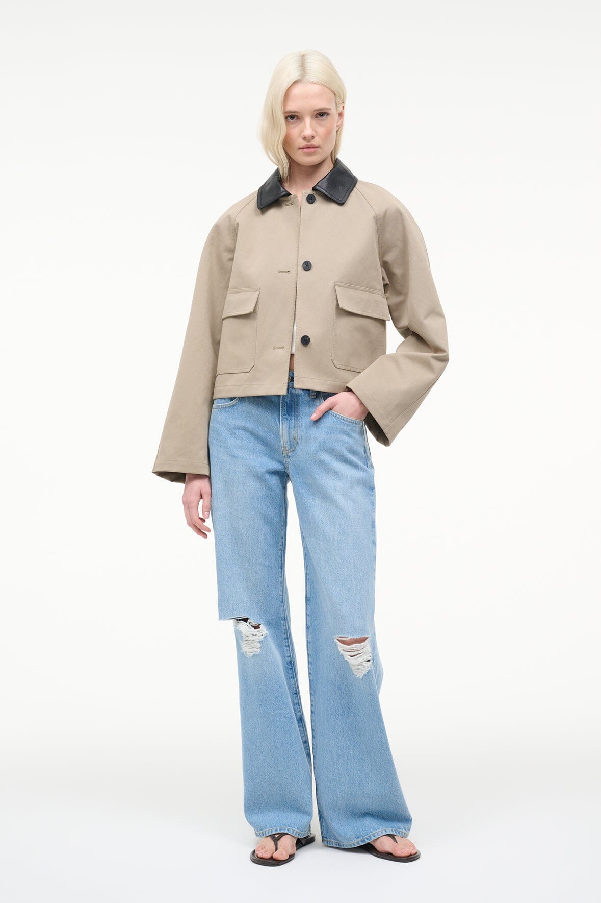 STAUD JONAH CROPPED JACKET RIVERSTONE