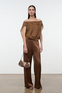 Fawn haircalf hobo shoulder bag with speckled spots and black short strap