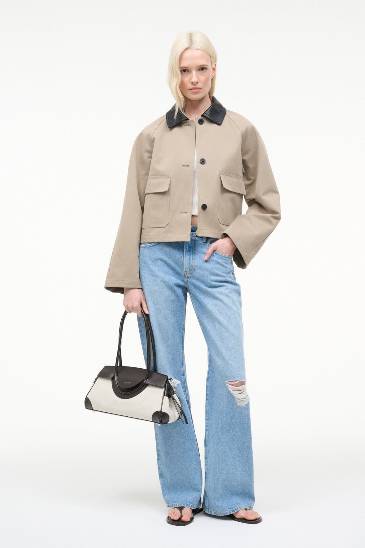 STAUD JONAH CROPPED JACKET RIVERSTONE