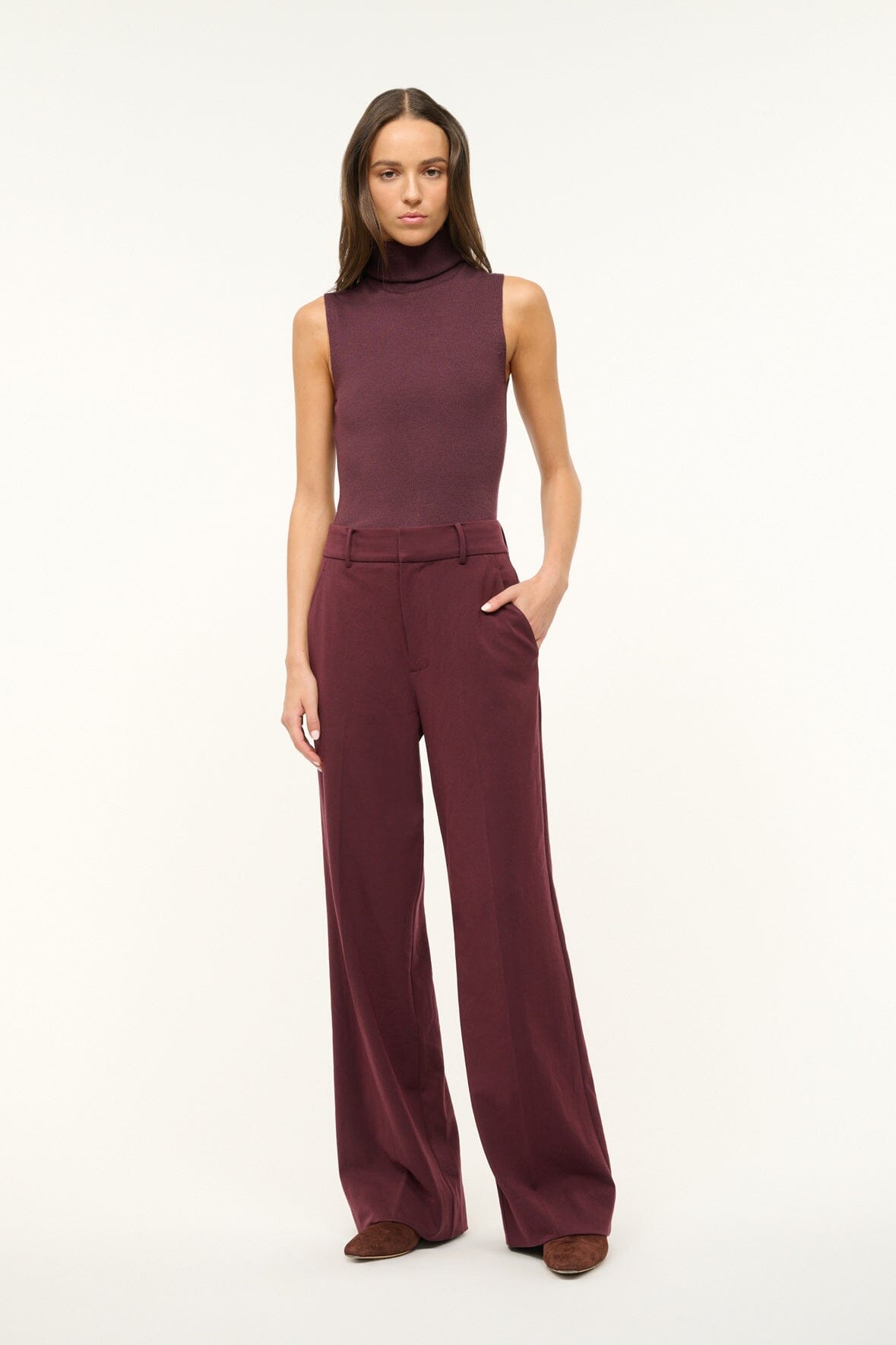 Image PRINCE SUITING PANT | MERLOT 3 of 8 and Clicking this image will trigger a zoom pop-up