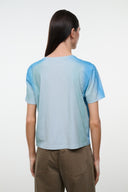 Light blue crewneck short-sleeve tee, back view, relaxed boxy fit