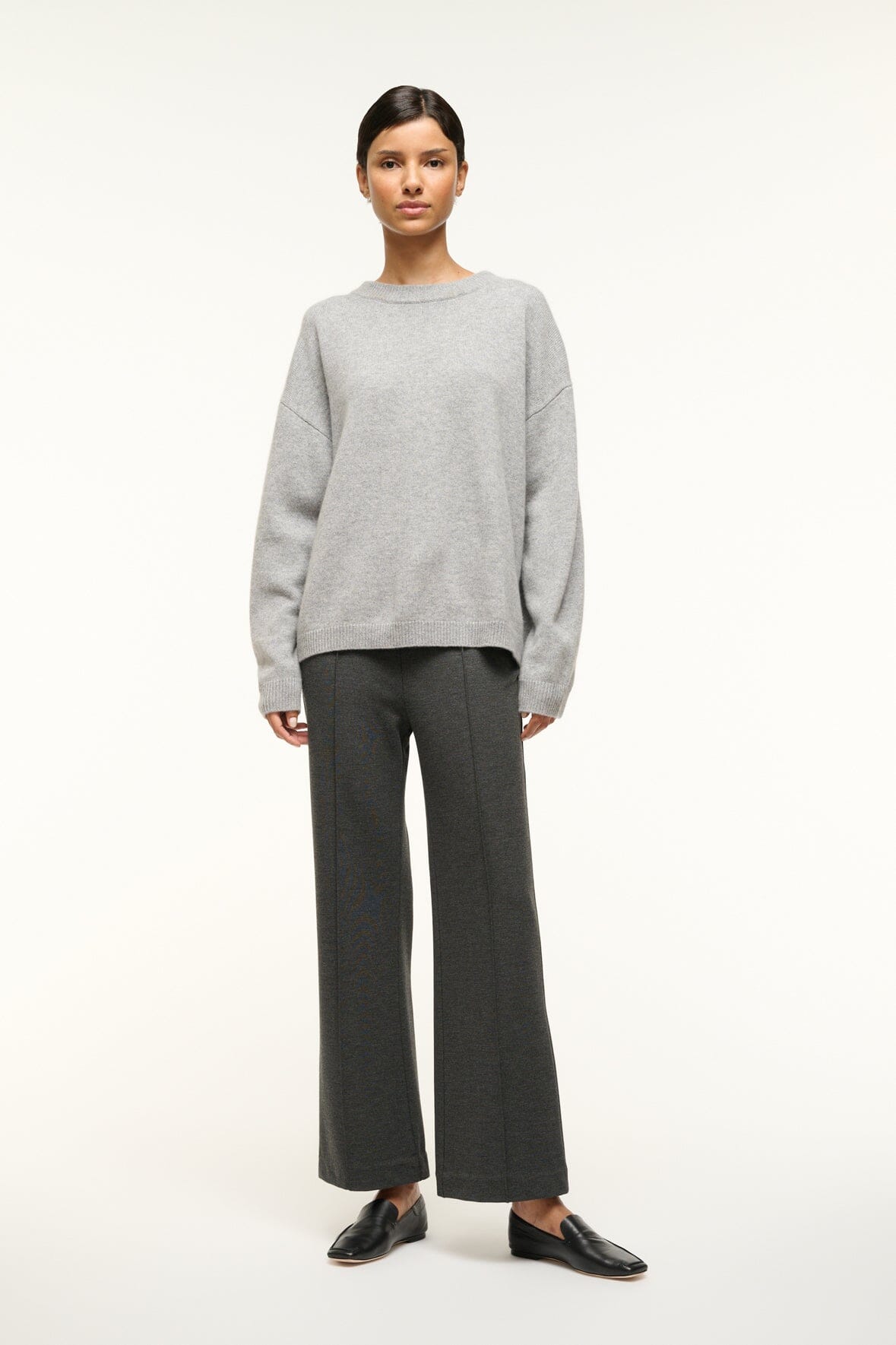 Image SERRANO CASHMERE RELAXED CREW | HEATHER GREY 2 of 4 and Clicking this image will trigger a zoom pop-up