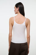 VATOLLA white tank top with scoop back and thin straps