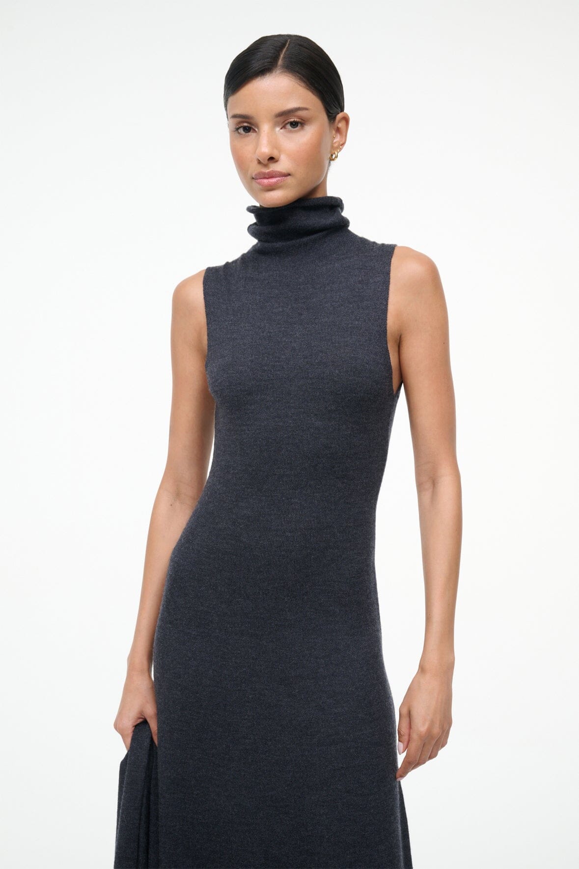 Image CANAL MIDI DRESS | CHARCOAL 2 of 8 and Clicking this image will trigger a zoom pop-up