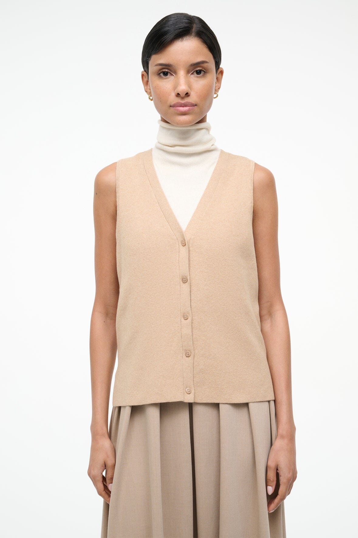 staud madeline mixed-media midi-dress Madeline Sleeveless Mixed Media Dress (Women)