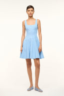 Image MINI WELLS DRESS | AZURE PINSTRIPE 1 of 5