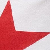 Red and white geometric top fabric panel with bold triangular shapes