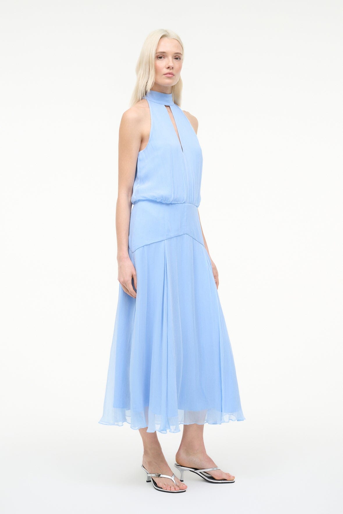 STAUD CAMRYN DRESS CLEAR BLUE