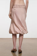 Sandrose silk midi skirt with ruched elastic waistband and gathered skirt hem