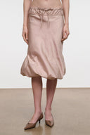 Sandrose silk midi skirt with drawstring elastic waist and draped gathered front