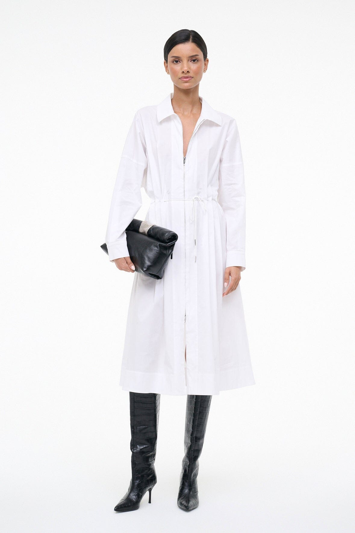 STAUD CHI MIDI DRESS WHITE STAUD CHI MIDI DRESS WHITE