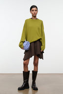 Women's Tyra skirt in dark brown with uneven hem and frayed edges